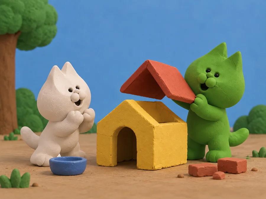 Building a little clay house together