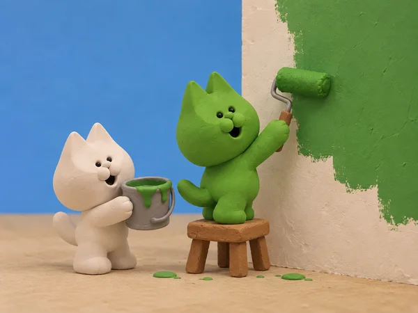 Painting a wall with rollers