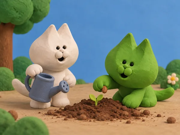 Planting flowers in the garden