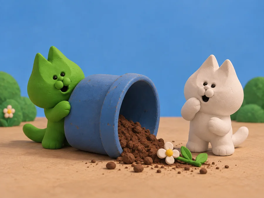 Oops, a spilled flower pot